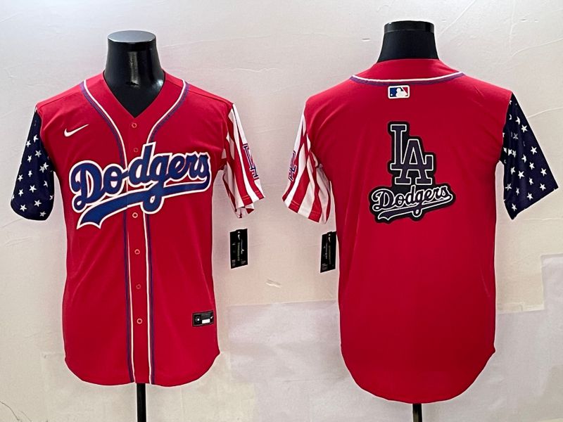 Men Los Angeles Dodgers Blank Red a generation of national flags Joint name 2025 Nike MLB Jersey style 25